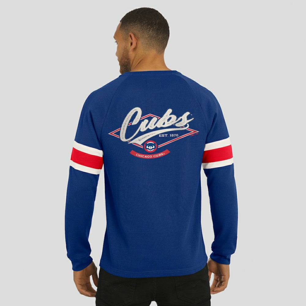 Royal Chicago Cubs Darius Rucker Collection by Fanatics Waffle-Knit Raglan Long Sleeve Henley T-Shirt