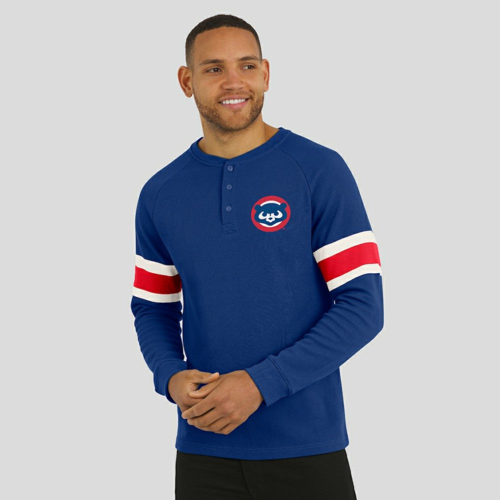 Royal Chicago Cubs Darius Rucker Collection by Fanatics Waffle-Knit Raglan Long Sleeve Henley T-Shirt