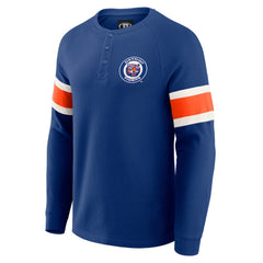 Blue Detroit Tigers Darius Rucker Collection by Fanatics Waffle-Knit Raglan Long Sleeve Henley T-Shirt