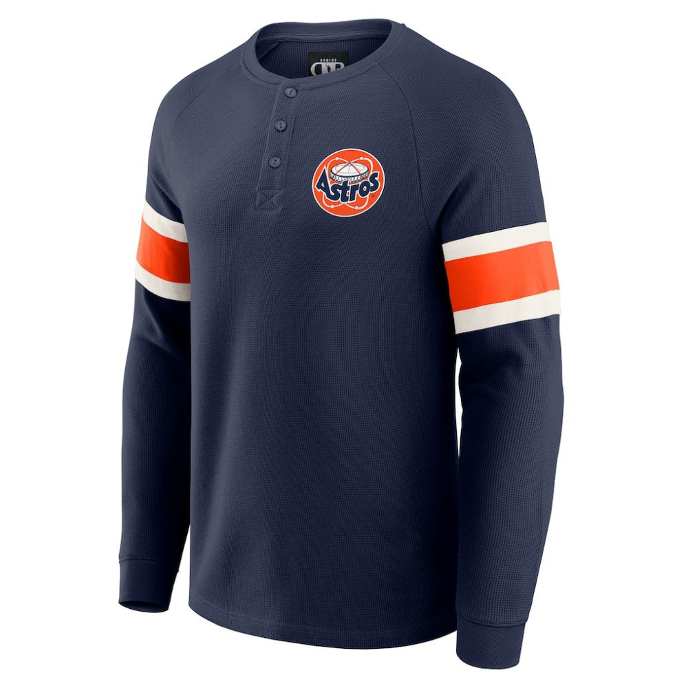 Navy Houston Astros Darius Rucker Collection by Fanatics Waffle-Knit Raglan Long Sleeve Henley T-Shirt