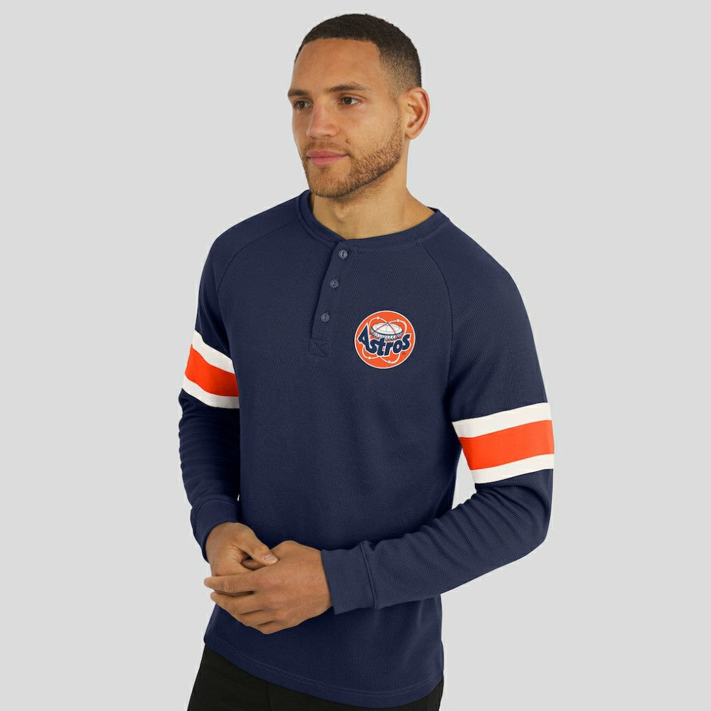 Navy Houston Astros Darius Rucker Collection by Fanatics Waffle-Knit Raglan Long Sleeve Henley T-Shirt