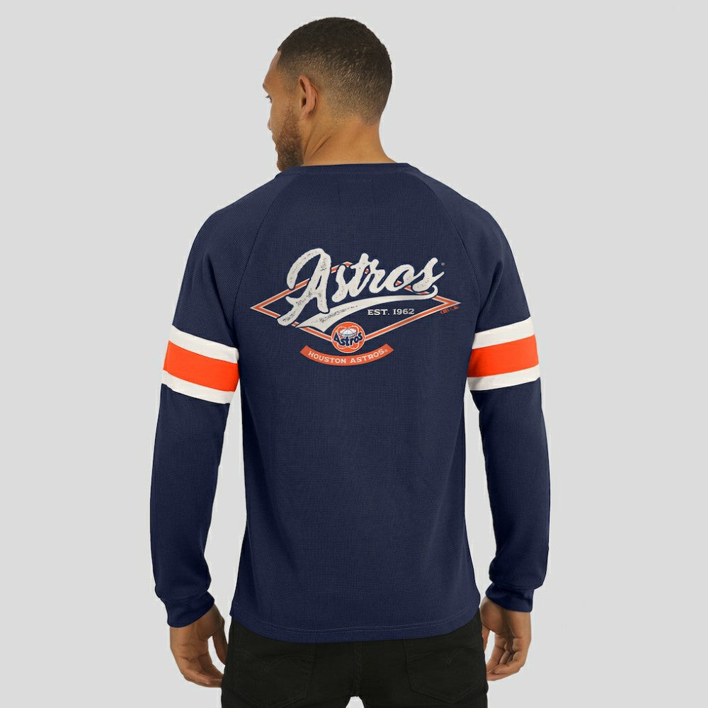 Navy Houston Astros Darius Rucker Collection by Fanatics Waffle-Knit Raglan Long Sleeve Henley T-Shirt