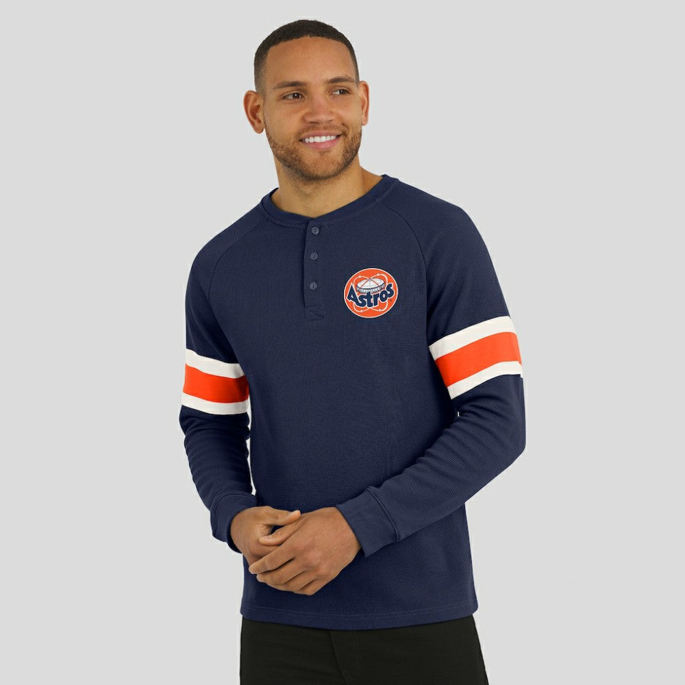 Navy Houston Astros Darius Rucker Collection by Fanatics Waffle-Knit Raglan Long Sleeve Henley T-Shirt