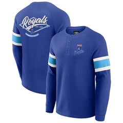 Royal Kansas City Royals Darius Rucker Collection by Fanatics Waffle-Knit Raglan Long Sleeve Henley T-Shirt