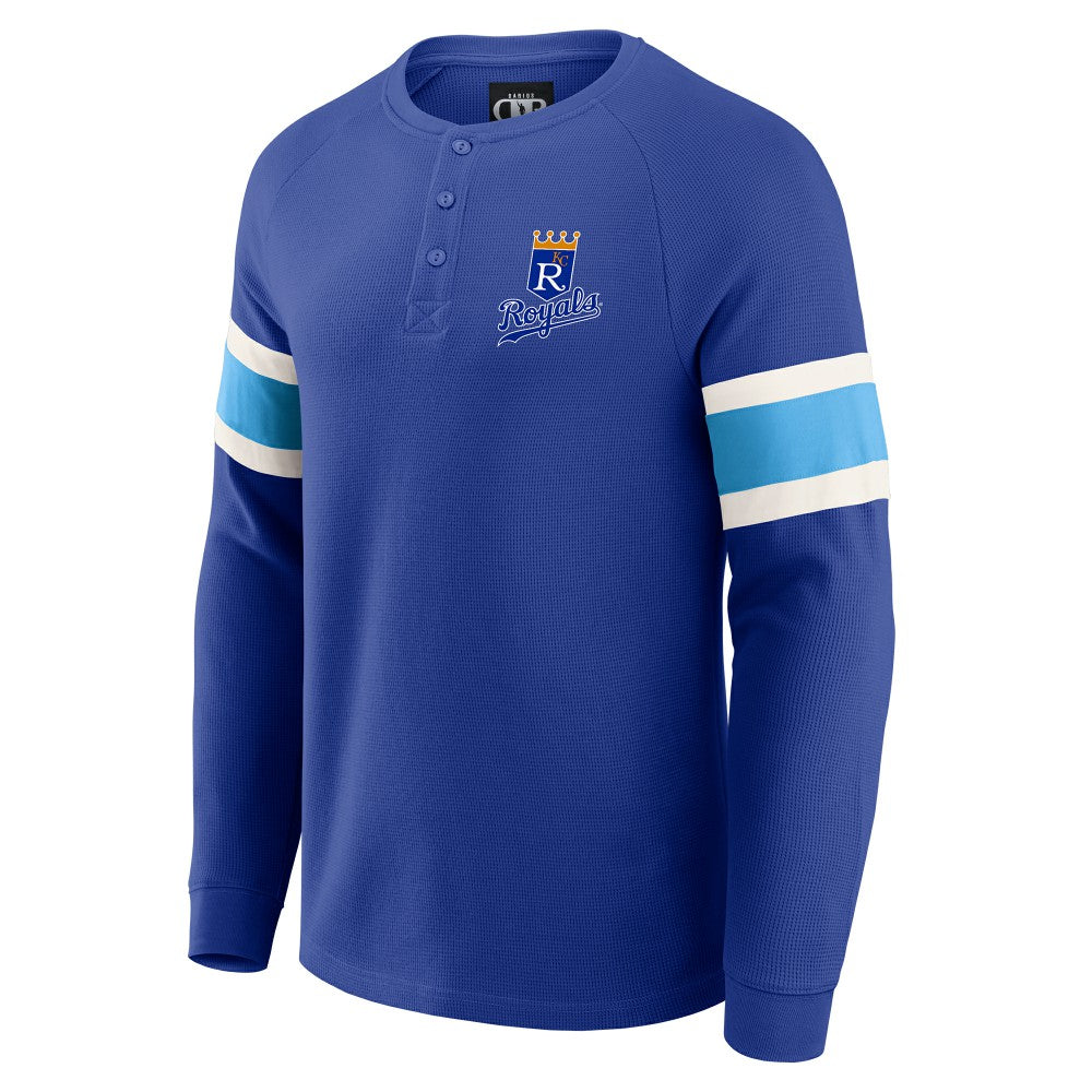 Royal Kansas City Royals Darius Rucker Collection by Fanatics Waffle-Knit Raglan Long Sleeve Henley T-Shirt