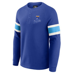 Royal Kansas City Royals Darius Rucker Collection by Fanatics Waffle-Knit Raglan Long Sleeve Henley T-Shirt
