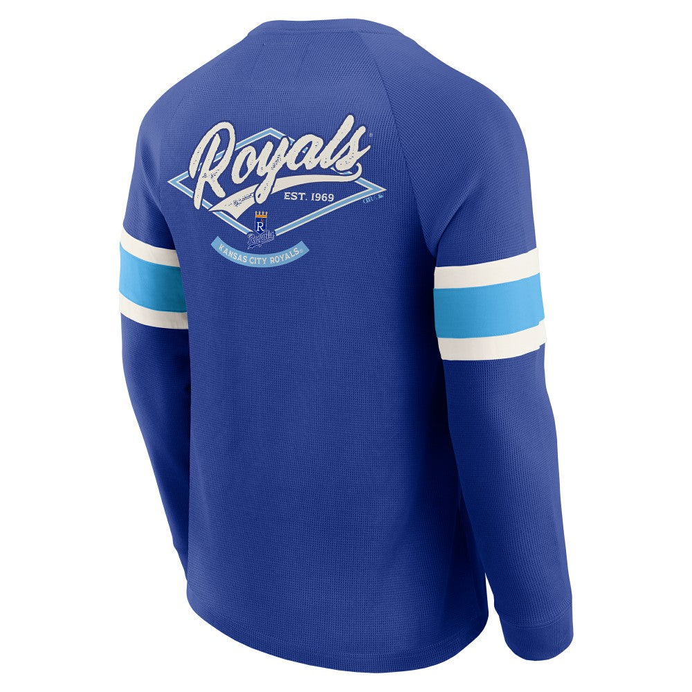 Royal Kansas City Royals Darius Rucker Collection by Fanatics Waffle-Knit Raglan Long Sleeve Henley T-Shirt