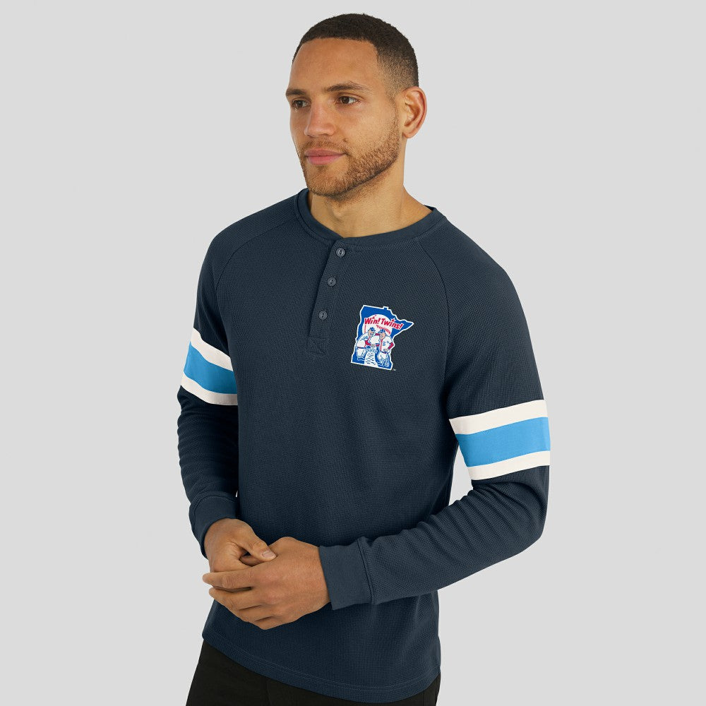 Navy Minnesota Twins Darius Rucker Collection by Fanatics Waffle-Knit Raglan Long Sleeve Henley T-Shirt