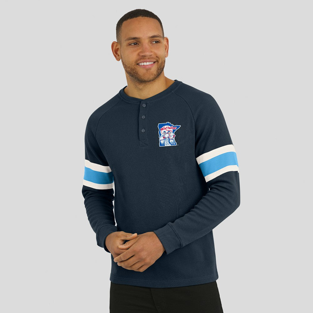 Navy Minnesota Twins Darius Rucker Collection by Fanatics Waffle-Knit Raglan Long Sleeve Henley T-Shirt