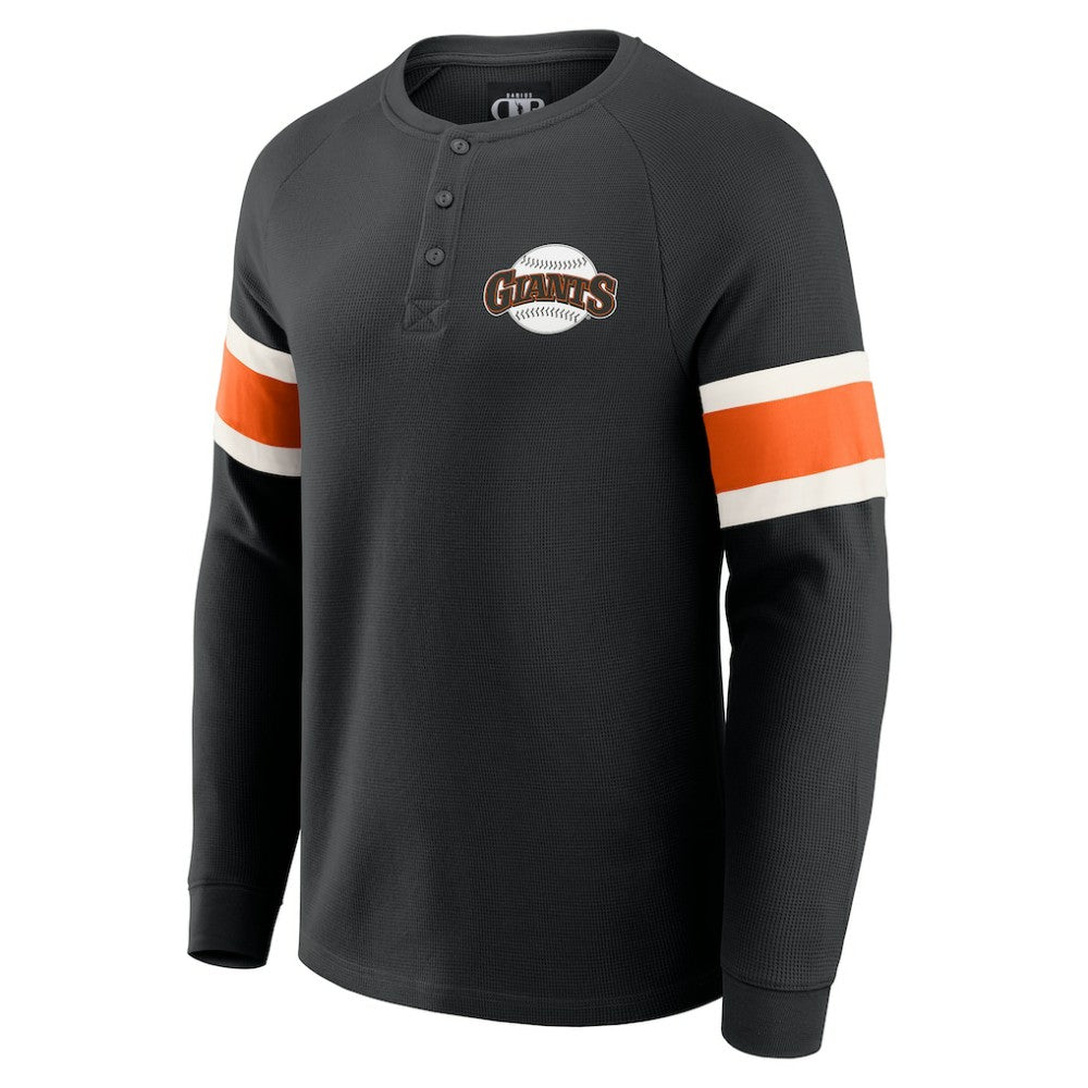Black San Francisco Giants Darius Rucker Collection by Fanatics Waffle-Knit Raglan Long Sleeve Henley T-Shirt