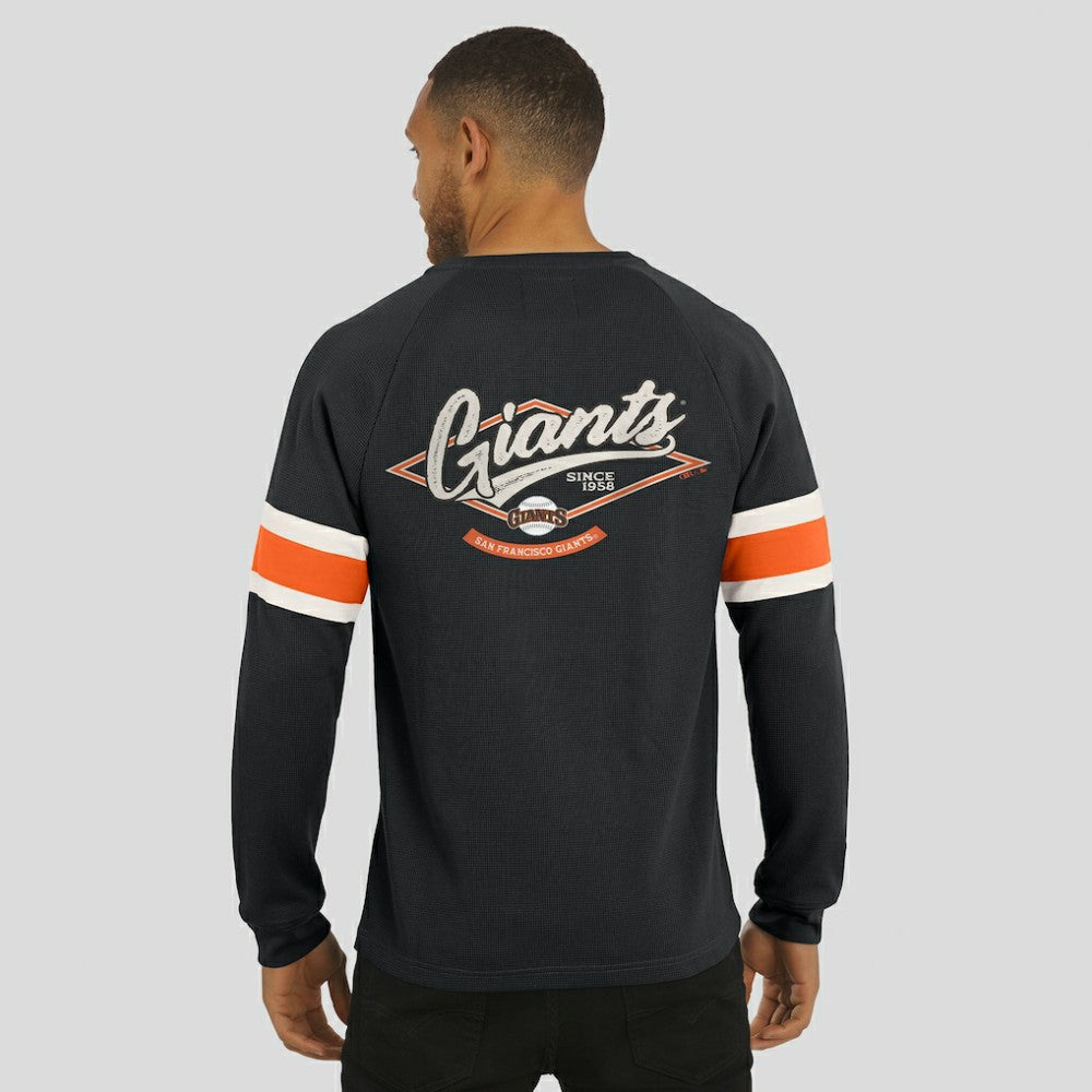 Black San Francisco Giants Darius Rucker Collection by Fanatics Waffle-Knit Raglan Long Sleeve Henley T-Shirt