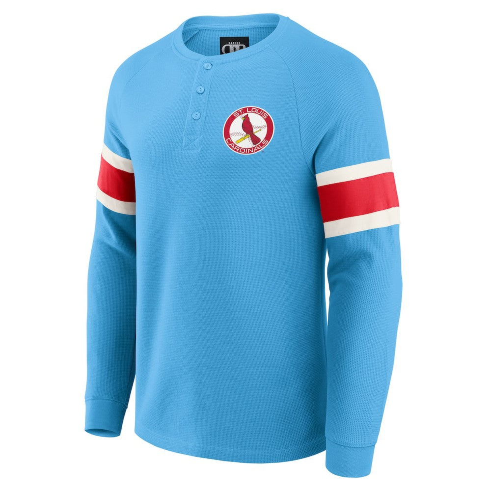 Light Blue St. Louis Cardinals Darius Rucker Collection by Fanatics Waffle-Knit Raglan Long Sleeve Henley T-Shirt