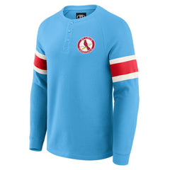 Light Blue St. Louis Cardinals Darius Rucker Collection by Fanatics Waffle-Knit Raglan Long Sleeve Henley T-Shirt