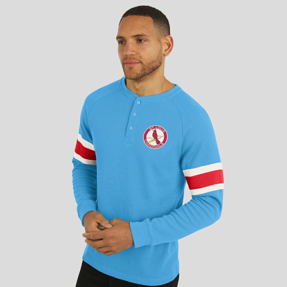 Light Blue St. Louis Cardinals Darius Rucker Collection by Fanatics Waffle-Knit Raglan Long Sleeve Henley T-Shirt