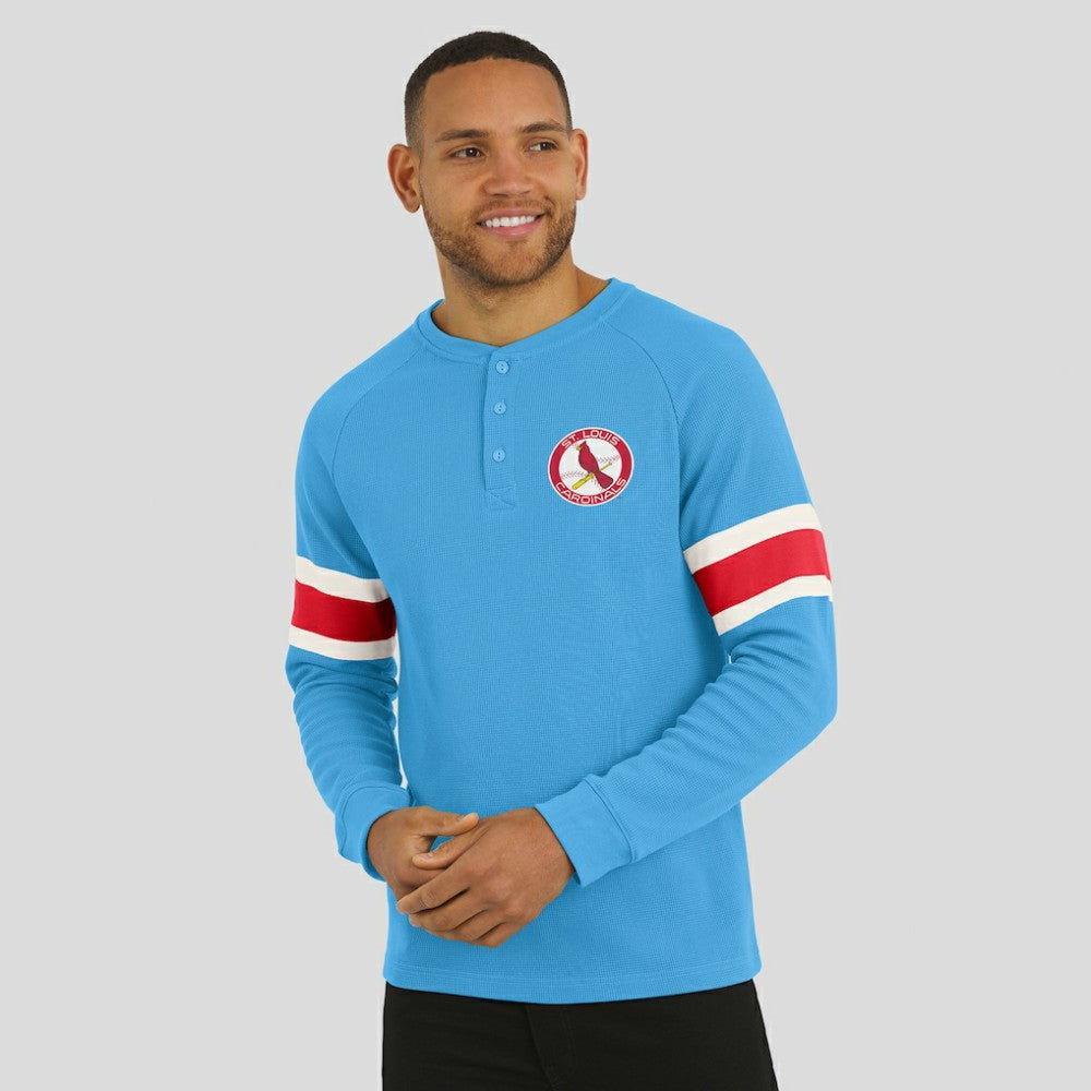 Light Blue St. Louis Cardinals Darius Rucker Collection by Fanatics Waffle-Knit Raglan Long Sleeve Henley T-Shirt