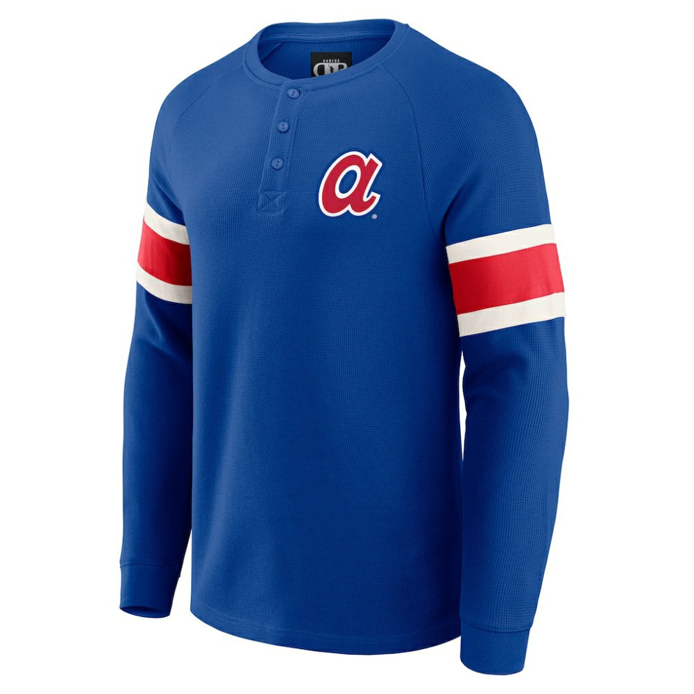 Royal Atlanta Braves Darius Rucker Collection by Fanatics Waffle-Knit Raglan Long Sleeve Henley T-Shirt