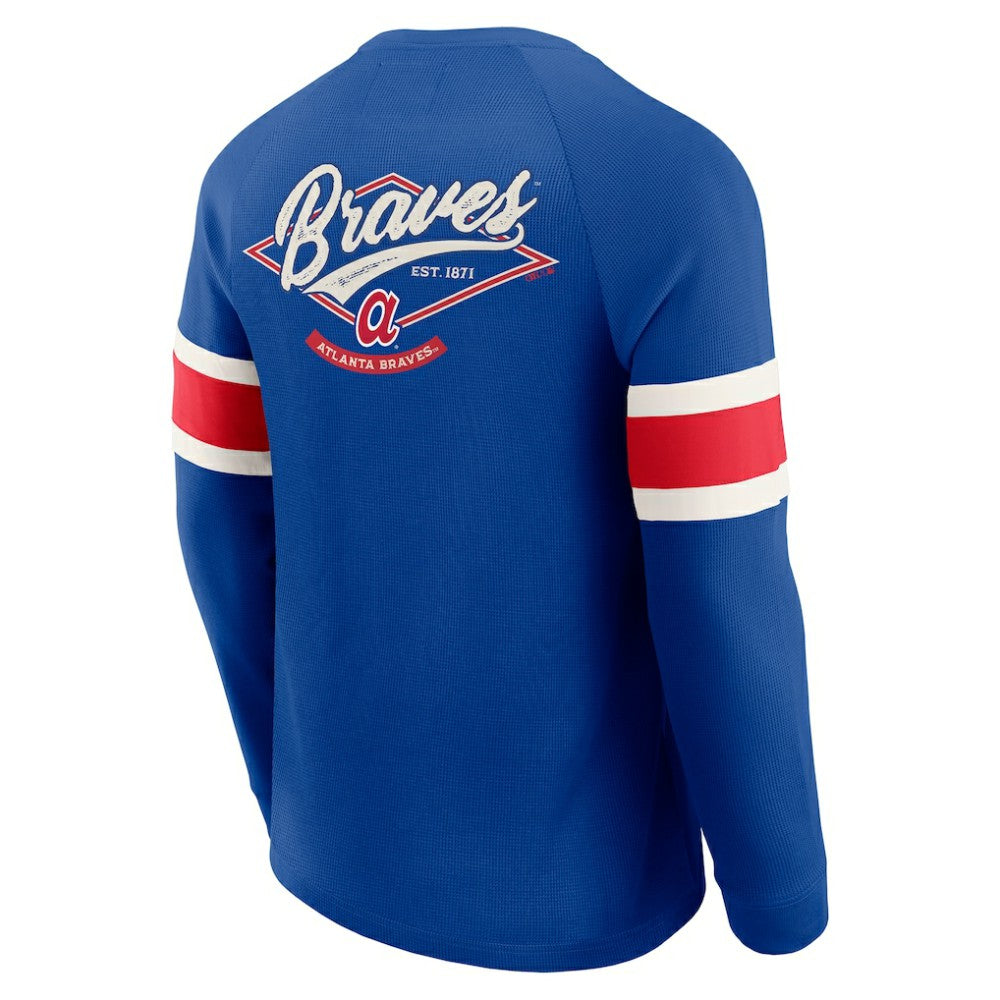 Royal Atlanta Braves Darius Rucker Collection by Fanatics Waffle-Knit Raglan Long Sleeve Henley T-Shirt