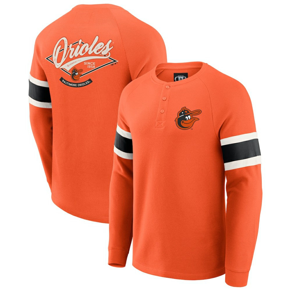 Orange Baltimore Orioles Darius Rucker Collection by Fanatics Waffle-Knit Raglan Long Sleeve Henley T-Shirt