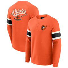 Orange Baltimore Orioles Darius Rucker Collection by Fanatics Waffle-Knit Raglan Long Sleeve Henley T-Shirt