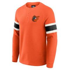 Orange Baltimore Orioles Darius Rucker Collection by Fanatics Waffle-Knit Raglan Long Sleeve Henley T-Shirt
