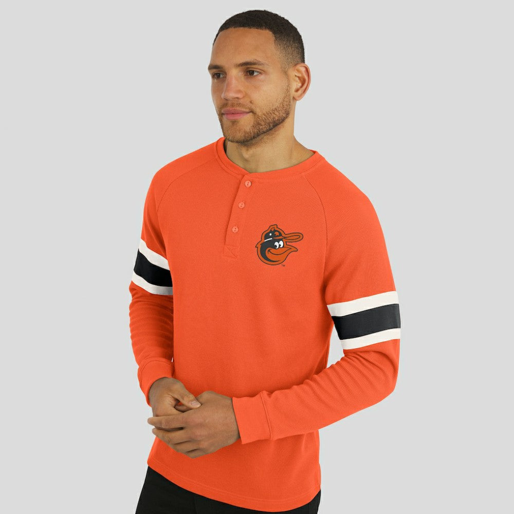 Orange Baltimore Orioles Darius Rucker Collection by Fanatics Waffle-Knit Raglan Long Sleeve Henley T-Shirt