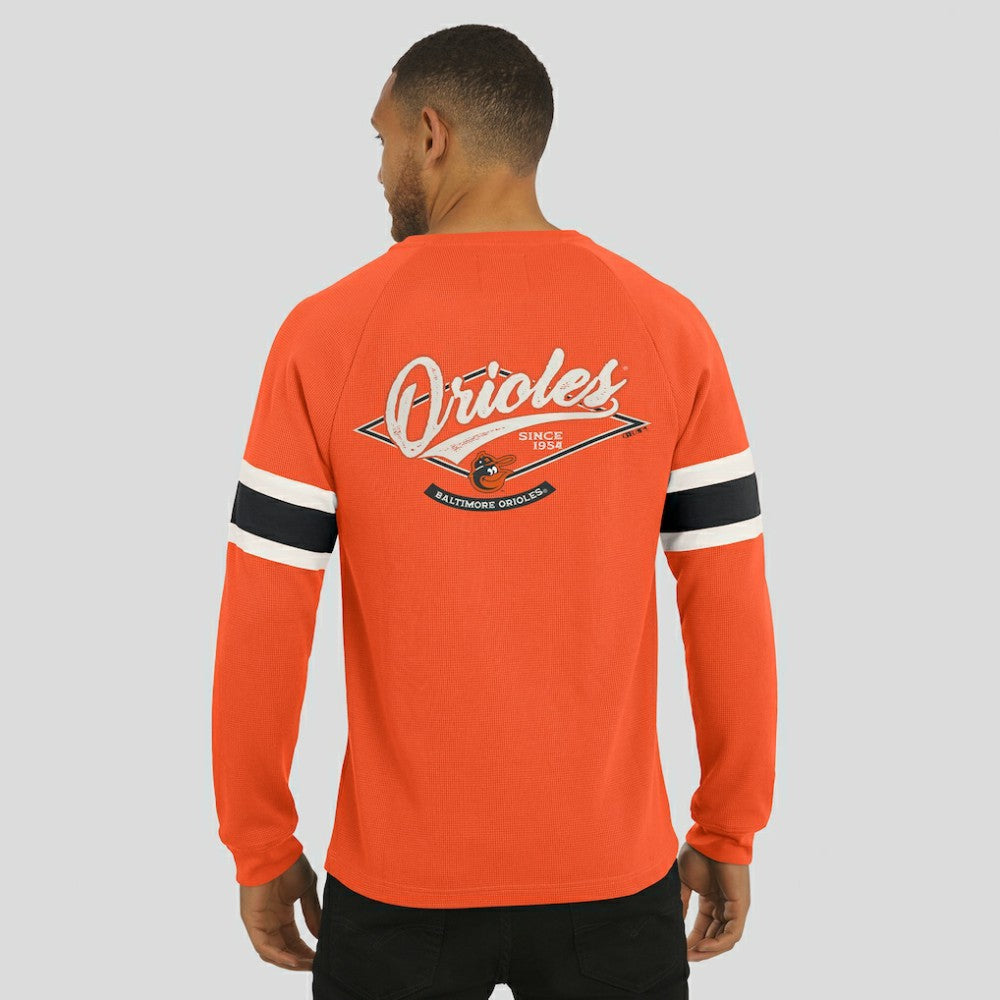 Orange Baltimore Orioles Darius Rucker Collection by Fanatics Waffle-Knit Raglan Long Sleeve Henley T-Shirt
