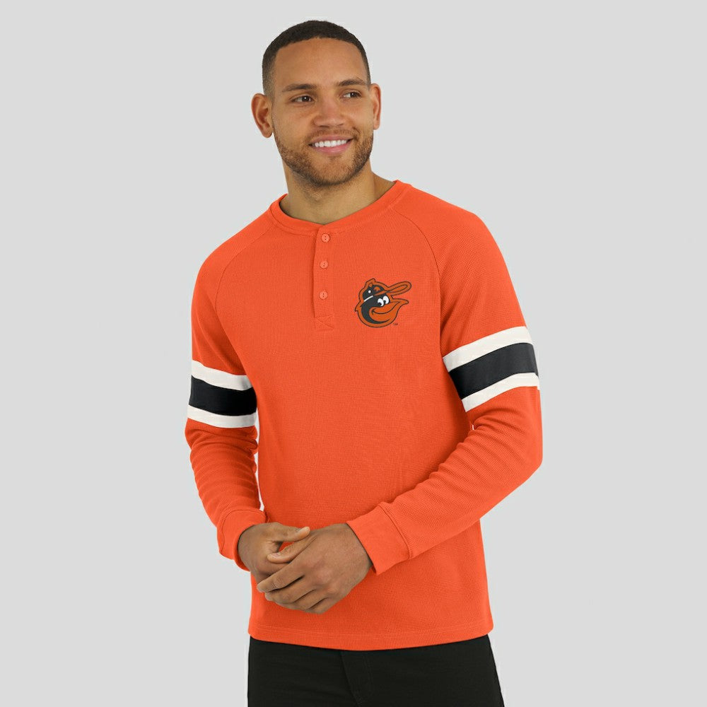 Orange Baltimore Orioles Darius Rucker Collection by Fanatics Waffle-Knit Raglan Long Sleeve Henley T-Shirt