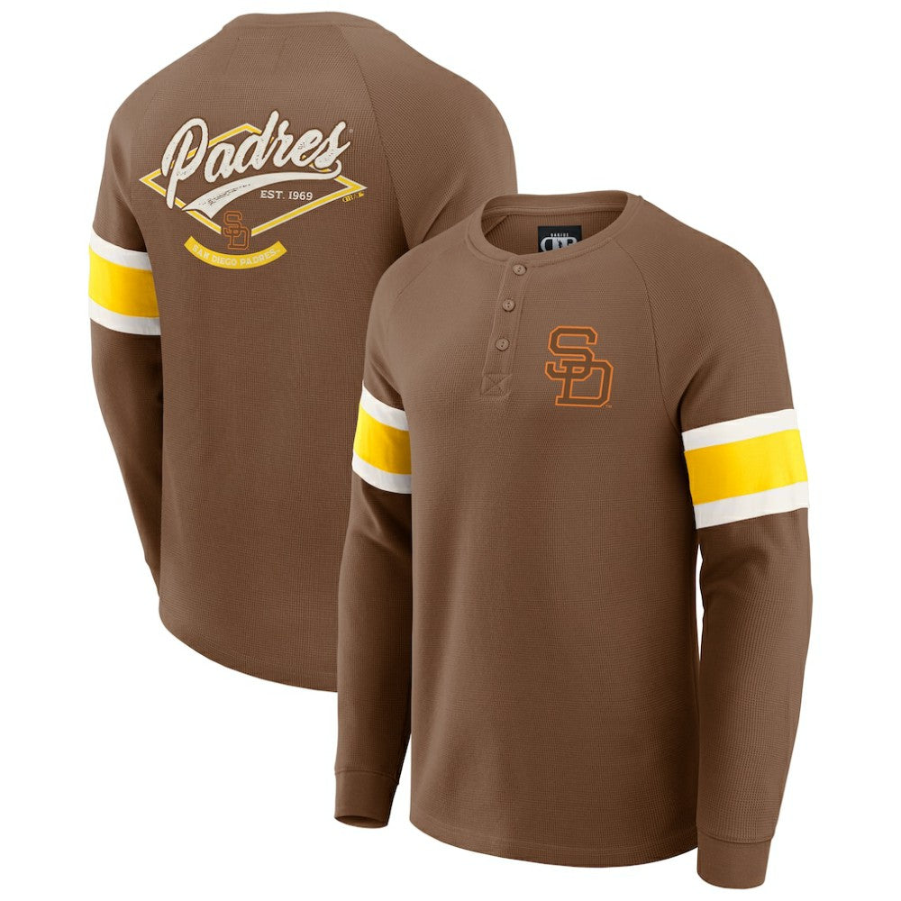 Brown San Diego Padres Darius Rucker Collection by Fanatics Waffle-Knit Raglan Long Sleeve Henley T-Shirt