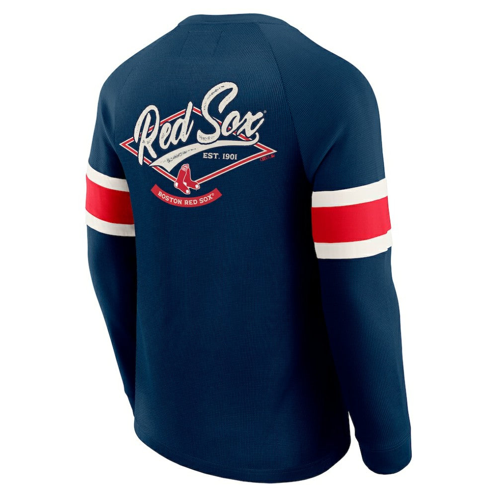 Navy Boston Red Sox Darius Rucker Collection by Fanatics Waffle-Knit Raglan Long Sleeve Henley T-Shirt