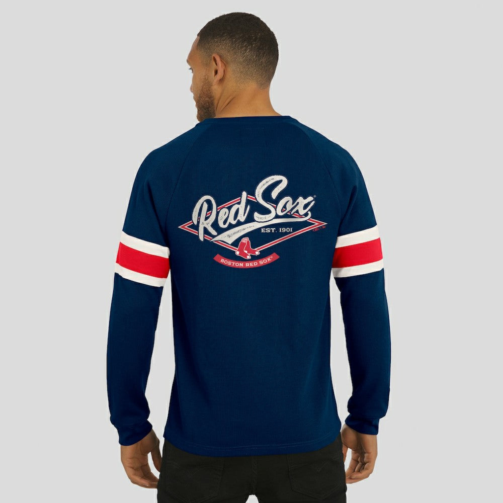 Navy Boston Red Sox Darius Rucker Collection by Fanatics Waffle-Knit Raglan Long Sleeve Henley T-Shirt