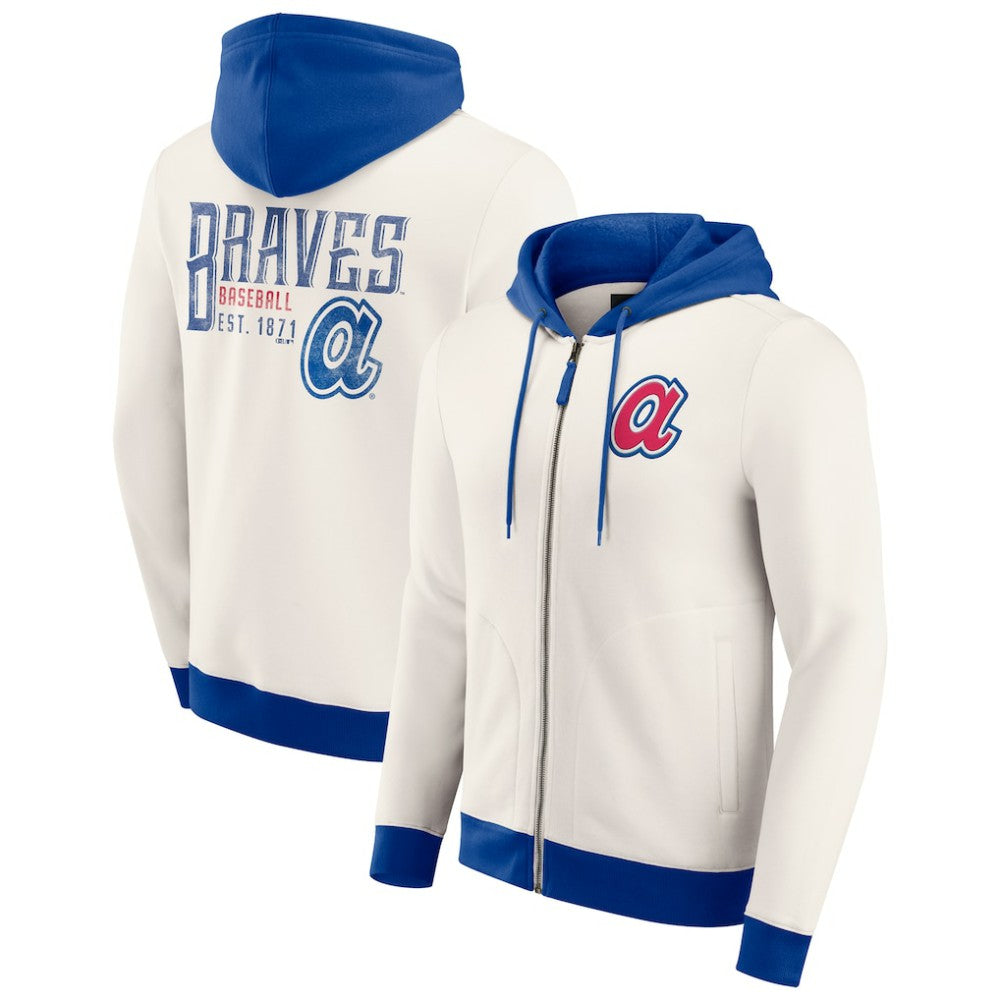 Cream Atlanta Braves Darius Rucker Collection by Fanatics Men's Polar Fleece Full-Zip Hoodie