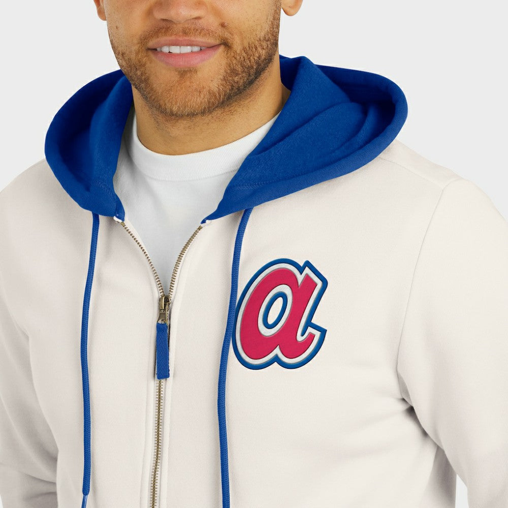 Cream Atlanta Braves Darius Rucker Collection by Fanatics Men's Polar Fleece Full-Zip Hoodie