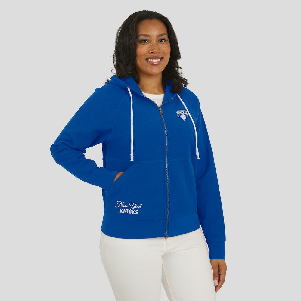 New York Knicks WEAR by Erin Andrews Women's Vintage Full-Zip Raglan Hoodie