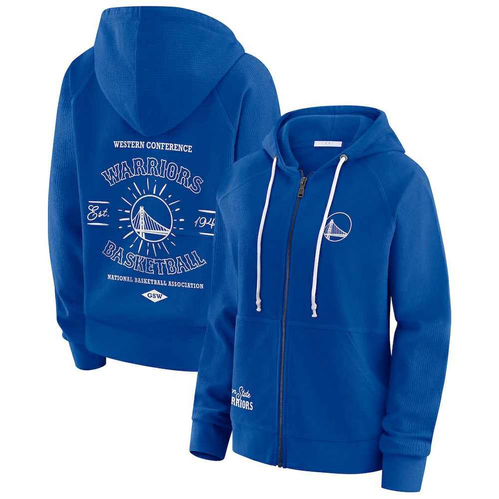 Golden State Warriors WEAR by Erin Andrews Women's Vintage Full-Zip Raglan Hoodie sale