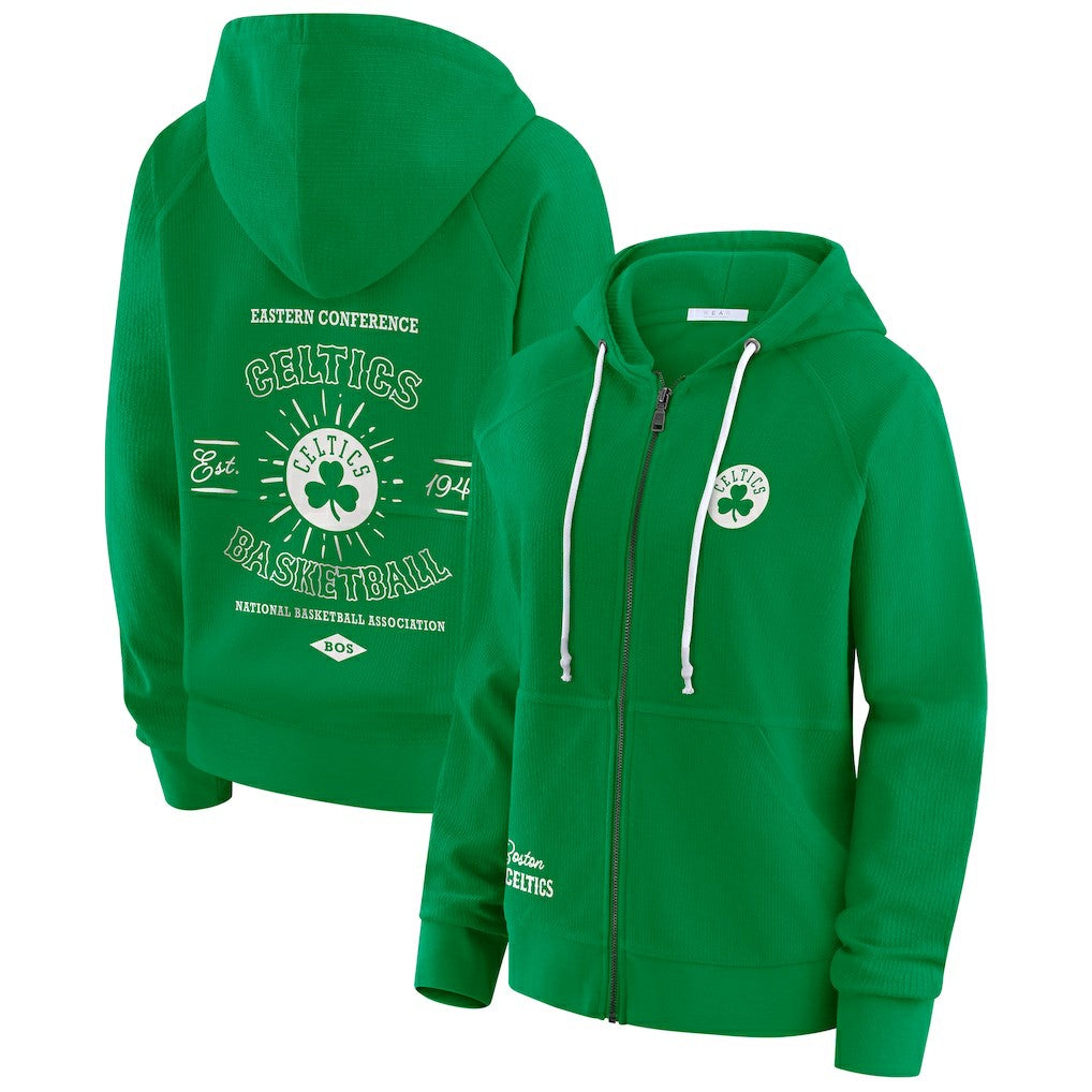 Boston Celtics WEAR by Erin Andrews Women's Vintage Full-Zip Raglan Hoodie