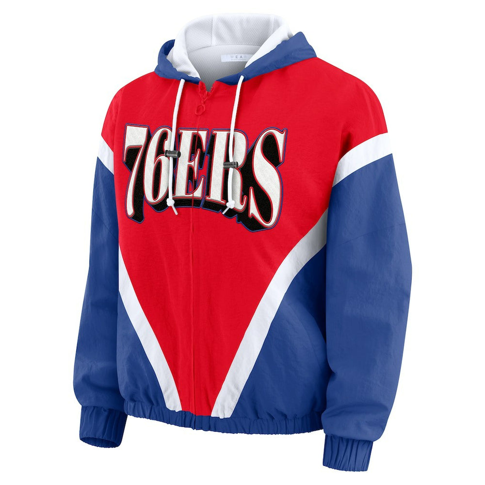 Philadelphia 76ers WEAR by Erin Andrews Women's Colorblock Full-Zip Hoodie Windbreaker Jacket