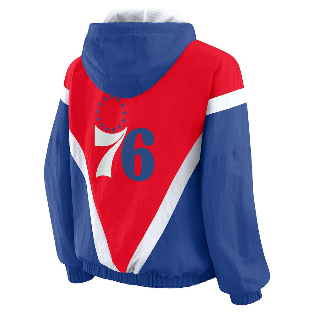 Philadelphia 76ers WEAR by Erin Andrews Women's Colorblock Full-Zip Hoodie Windbreaker Jacket