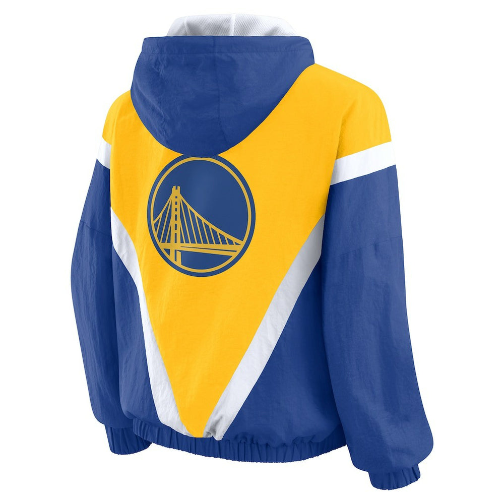 Golden State Warriors WEAR by Erin Andrews Women's Colorblock Full-Zip Hoodie Windbreaker Jacket sale