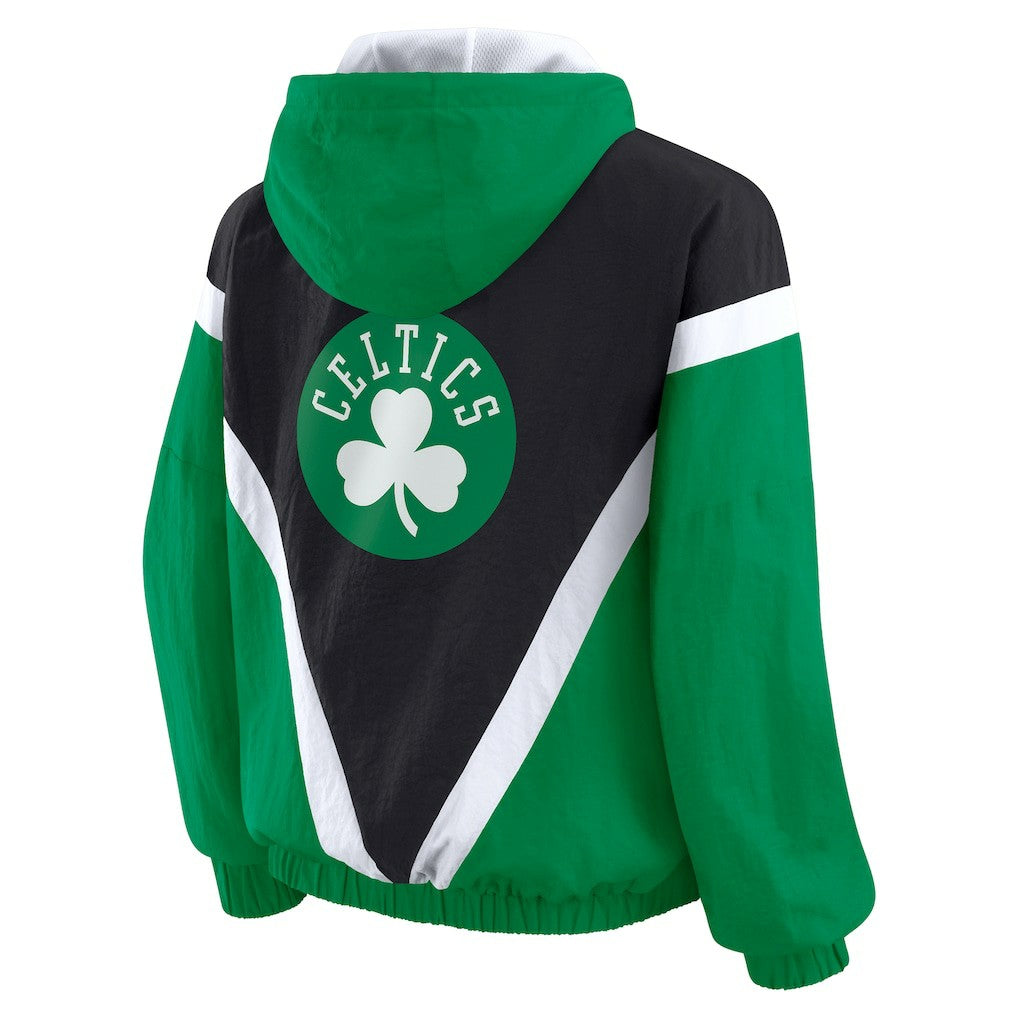 Boston Celtics WEAR by Erin Andrews Women's Colorblock Full-Zip Hoodie Windbreaker Jacket
