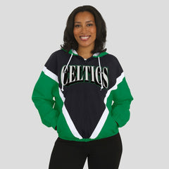 Boston Celtics WEAR by Erin Andrews Women's Colorblock Full-Zip Hoodie Windbreaker Jacket