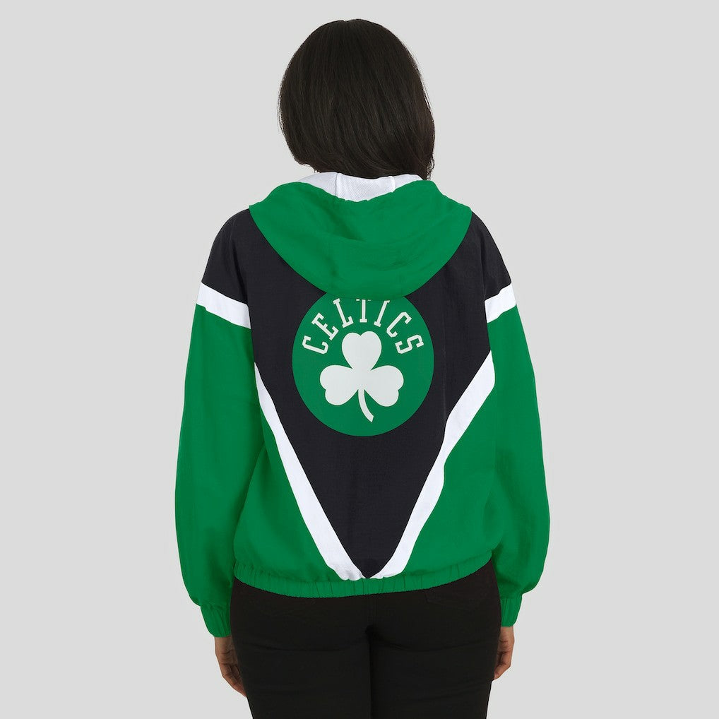 Boston Celtics WEAR by Erin Andrews Women's Colorblock Full-Zip Hoodie Windbreaker Jacket