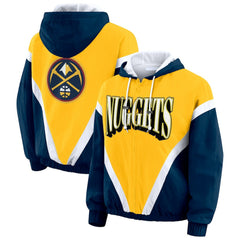 Denver Nuggets WEAR by Erin Andrews Women's Colorblock Full-Zip Hoodie Windbreaker Jacket sale
