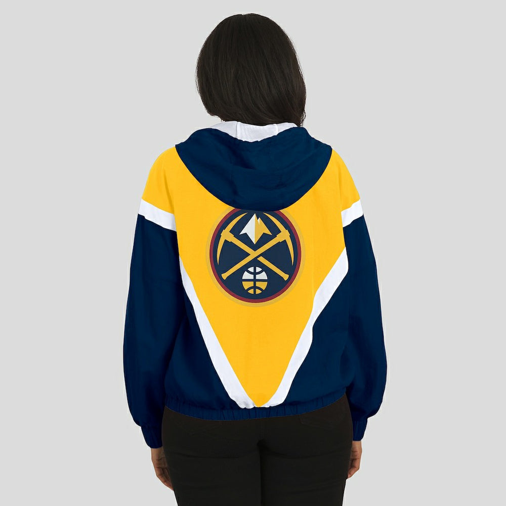 Denver Nuggets WEAR by Erin Andrews Women's Colorblock Full-Zip Hoodie Windbreaker Jacket sale