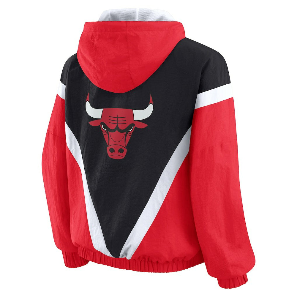 Chicago Bulls WEAR by Erin Andrews Women's Colorblock Full-Zip Hoodie Windbreaker Jacket