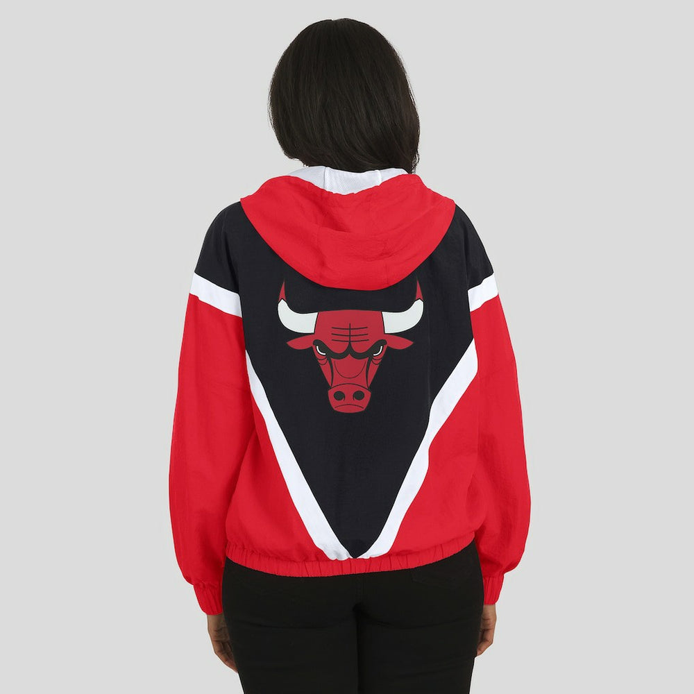 Chicago Bulls WEAR by Erin Andrews Women's Colorblock Full-Zip Hoodie Windbreaker Jacket