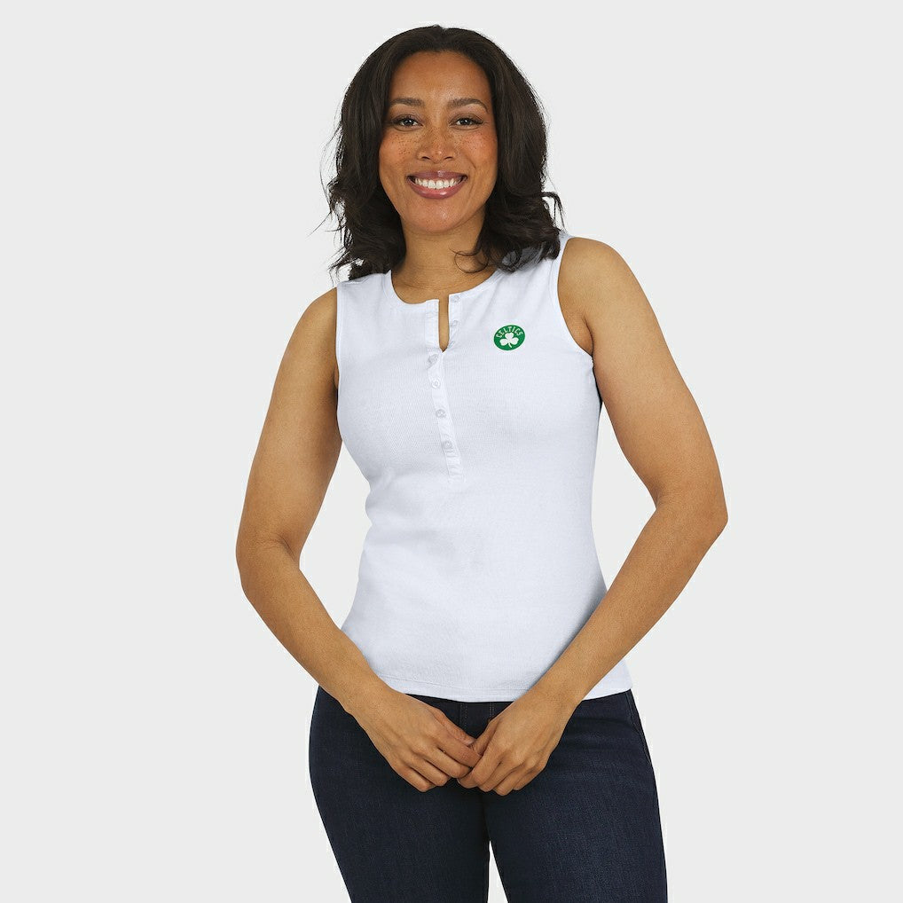 Boston Celtics WEAR by Erin Andrews Women's Rib-Knit Henley Tank Top