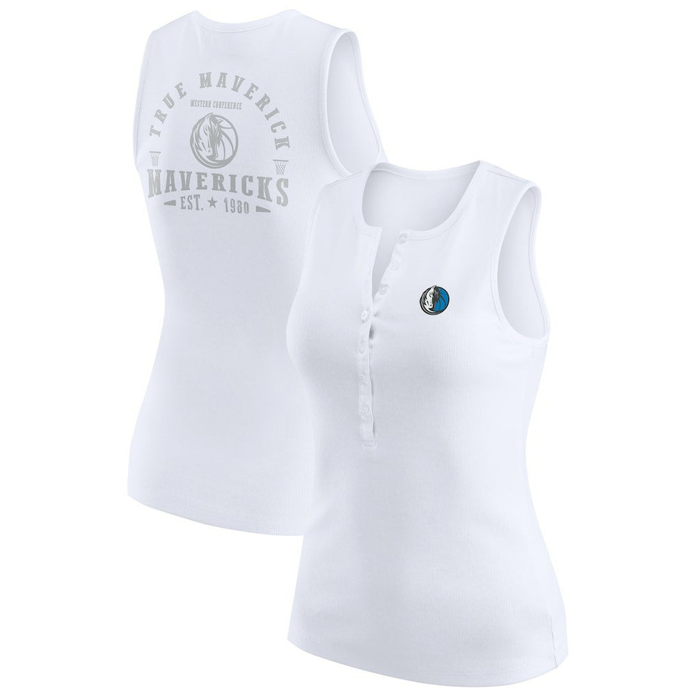 Dallas Mavericks WEAR by Erin Andrews Women's Rib-Knit Henley Tank Top sale
