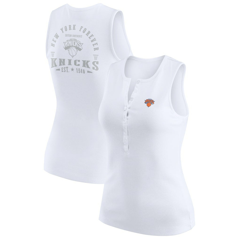 New York Knicks WEAR by Erin Andrews Women's Rib-Knit Henley Tank Top