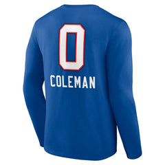 Keon Coleman  Team Wordmark Name & Number Long Sleeve T-Shirt - Buffalo Bills T-shirts