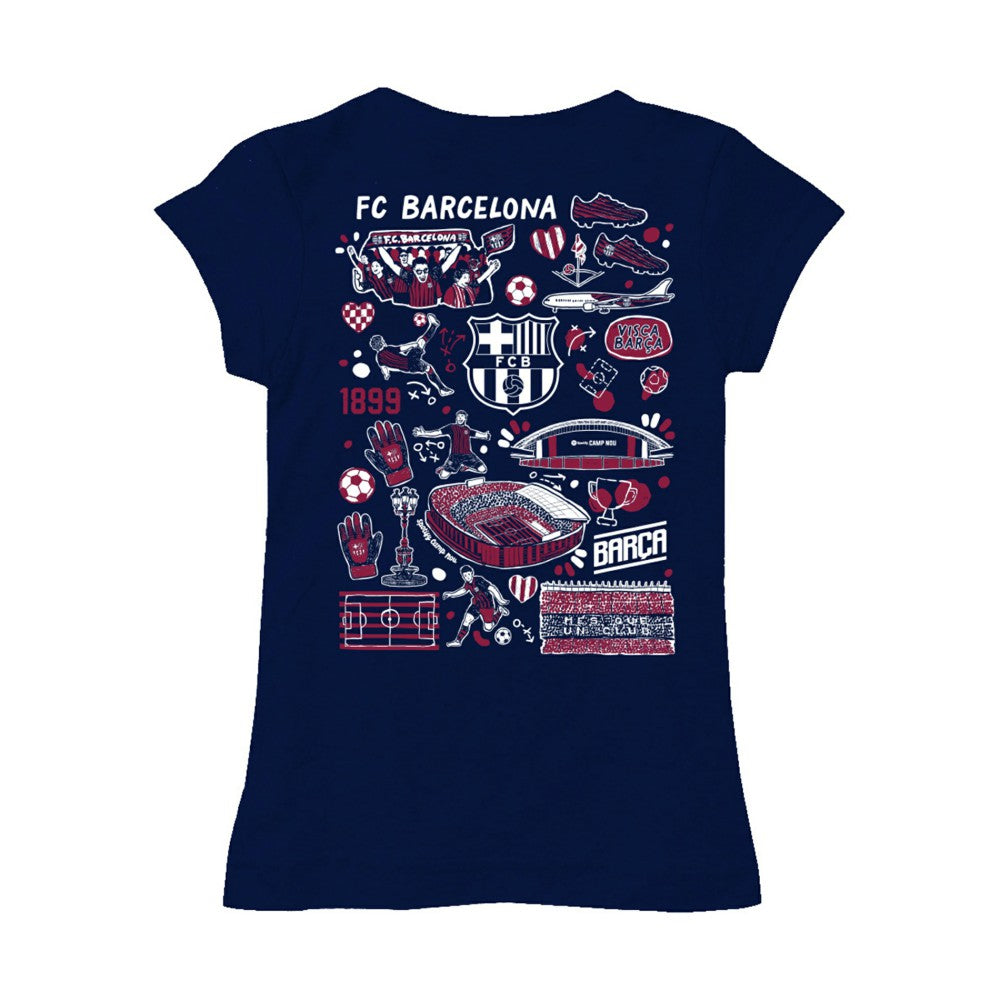 Barcelona Vive La Fete Girls Youth Color Badge Fitted T-Shirt